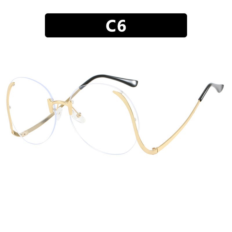 Frameless Round Sunglasses High-End UV Protection White film